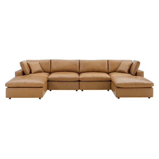 Modway Commix Down Filled Overstuffed Vegan Leather 6-Piece Sectional Sofa | Sofas | 