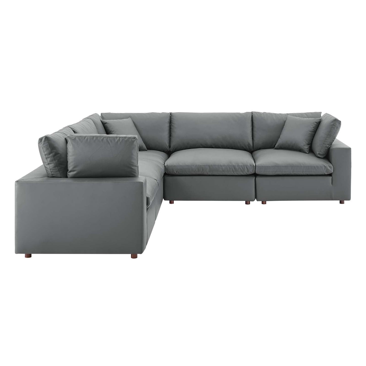 Modway Commix Down Filled Overstuffed Vegan Leather 5-Piece Sectional Sofa | Sofas