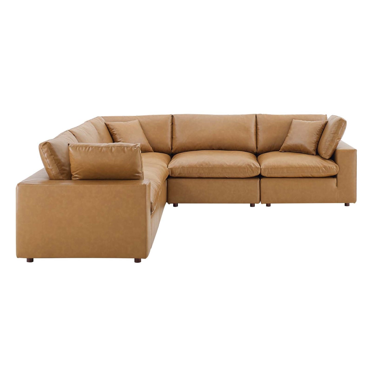 Modway Commix Down Filled Overstuffed Vegan Leather 5-Piece Sectional Sofa | Sofas | 