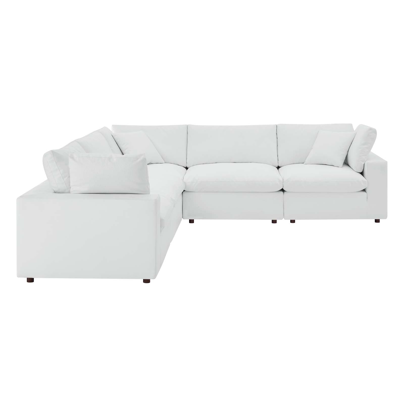 Modway Commix Down Filled Overstuffed Vegan Leather 5-Piece Sectional Sofa | Sofas | 