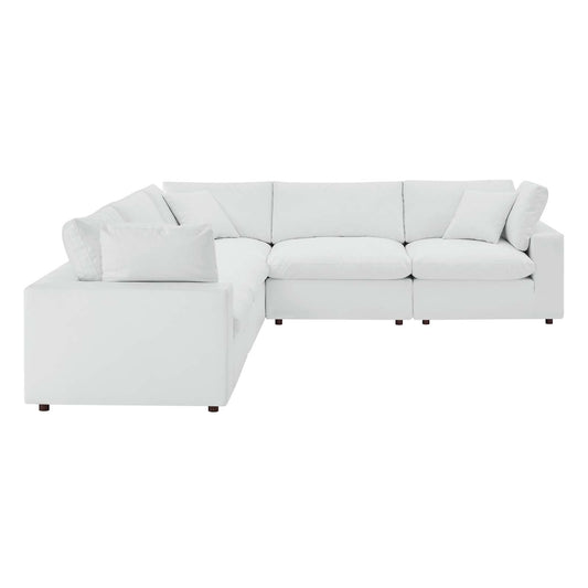Modway Commix Down Filled Overstuffed Vegan Leather 5-Piece Sectional Sofa | Sofas | 