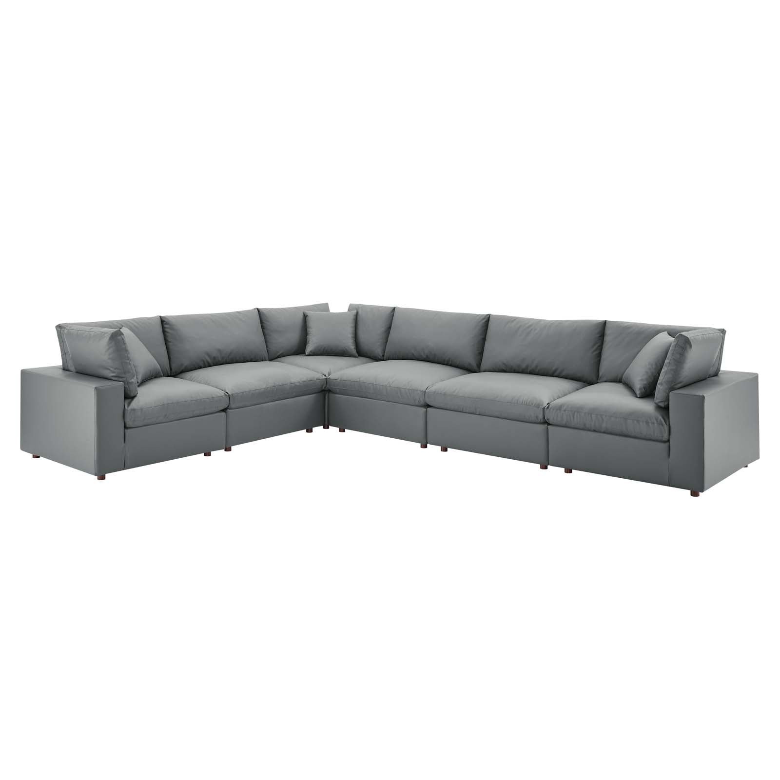 Modway Commix Down Filled Overstuffed Vegan Leather 6-Piece Sectional Sofa | Sofas