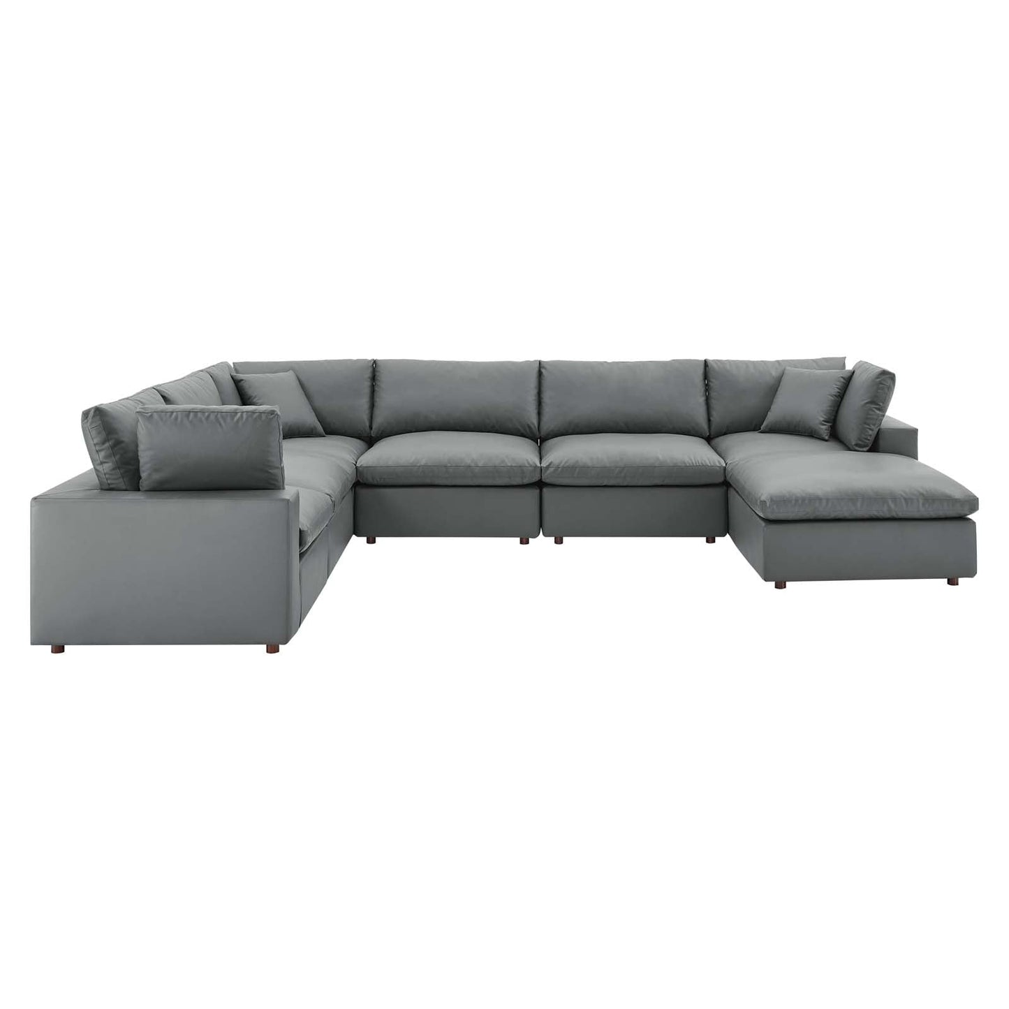 Modway Commix Down Filled Overstuffed Vegan Leather 7-Piece Sectional Sofa | Sofas