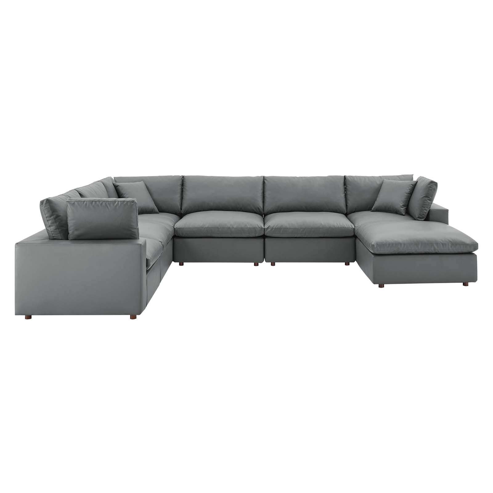 Modway Commix Down Filled Overstuffed Vegan Leather 7-Piece Sectional Sofa | Sofas