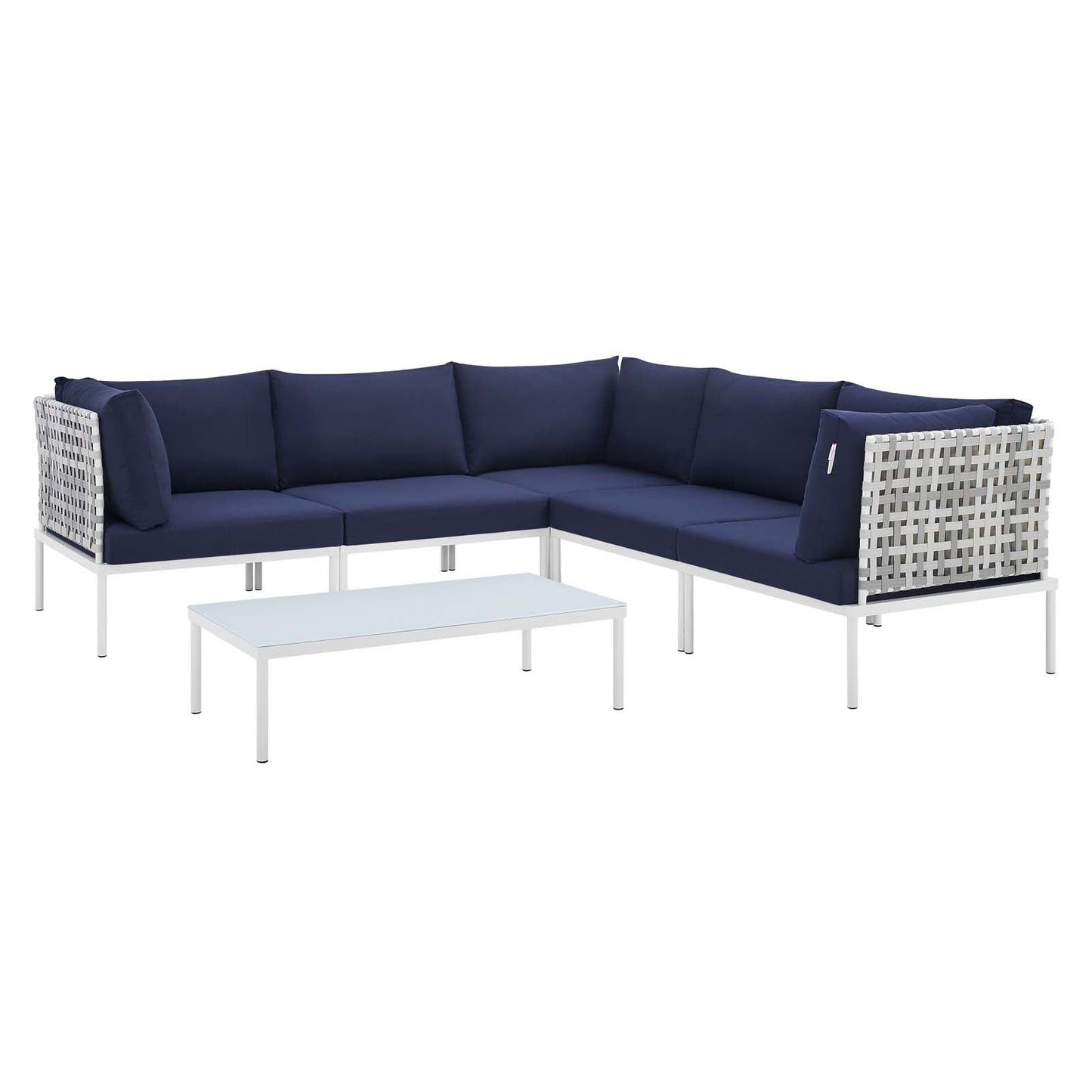 Modway Harmony 6-Piece  Sunbrella® Basket Weave Outdoor Patio Aluminum Sectional Sofa Set | Outdoor Sofas, Loveseats & Sectionals | 