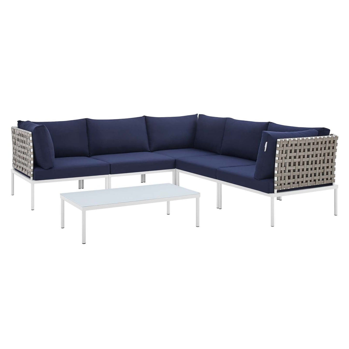 Harmony 6-Piece  Sunbrella® Basket Weave Outdoor Patio Aluminum Sectional Sofa Set By Modway - EEI-4927 | Outdoor Sofas, Loveseats & Sectionals - 2