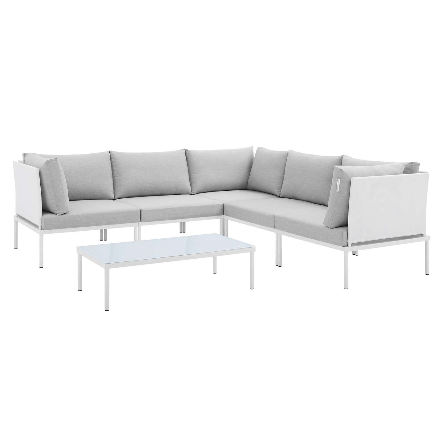 Modway Harmony 6-Piece  Sunbrella® Outdoor Patio Aluminum Sectional Sofa Set | Outdoor Sofas, Loveseats & Sectionals