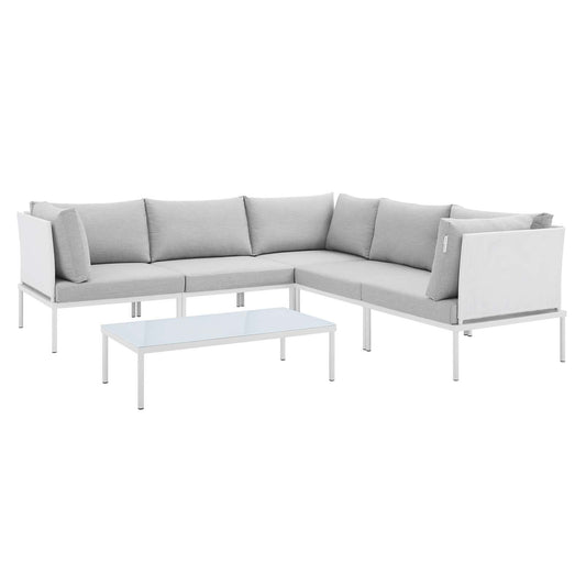 Modway Harmony 6-Piece  Sunbrella® Outdoor Patio Aluminum Sectional Sofa Set | Outdoor Sofas, Loveseats & Sectionals