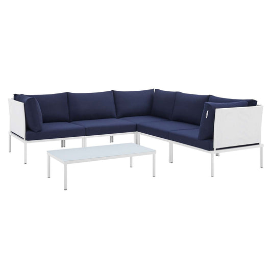 Modway Harmony 6-Piece  Sunbrella® Outdoor Patio Aluminum Sectional Sofa Set | Outdoor Sofas, Loveseats & Sectionals | 