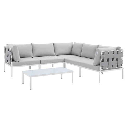 Harmony 6-Piece  Sunbrella® Outdoor Patio Aluminum Sectional Sofa Set By Modway - EEI-4929 | Outdoor Sofas, Loveseats & Sectionals