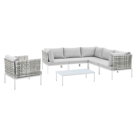 Modway Harmony 7-Piece  Sunbrella® Basket Weave Outdoor Patio Aluminum Sectional Sofa Set | Outdoor Sofas, Loveseats & Sectionals