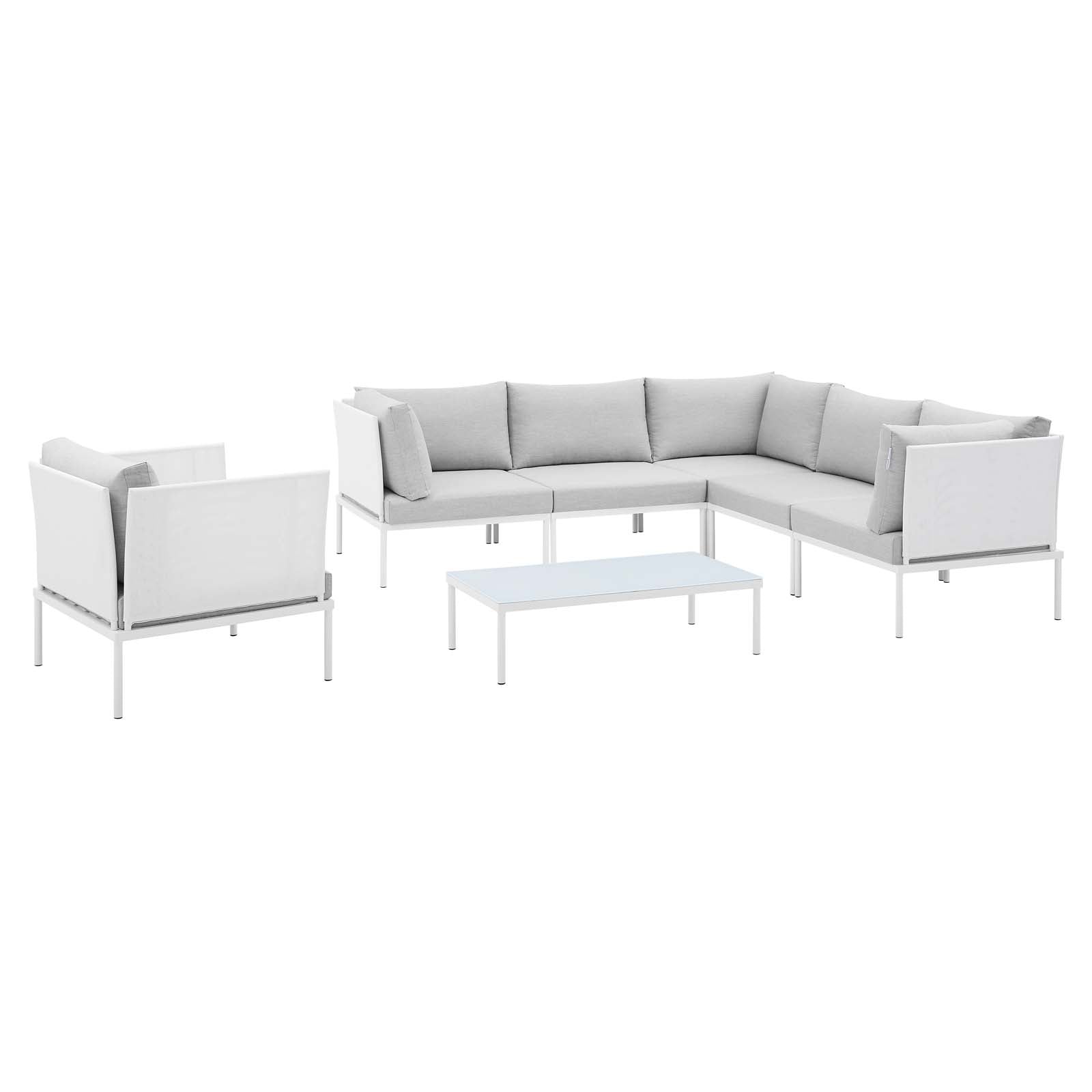 Modway Harmony 7-Piece  Sunbrella® Outdoor Patio Aluminum Sectional Sofa Set | Outdoor Sofas, Loveseats & Sectionals