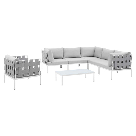 Harmony 7-Piece  Sunbrella® Outdoor Patio Aluminum Sectional Sofa Set By Modway - EEI-4937 | Outdoor Sofas, Loveseats & Sectionals