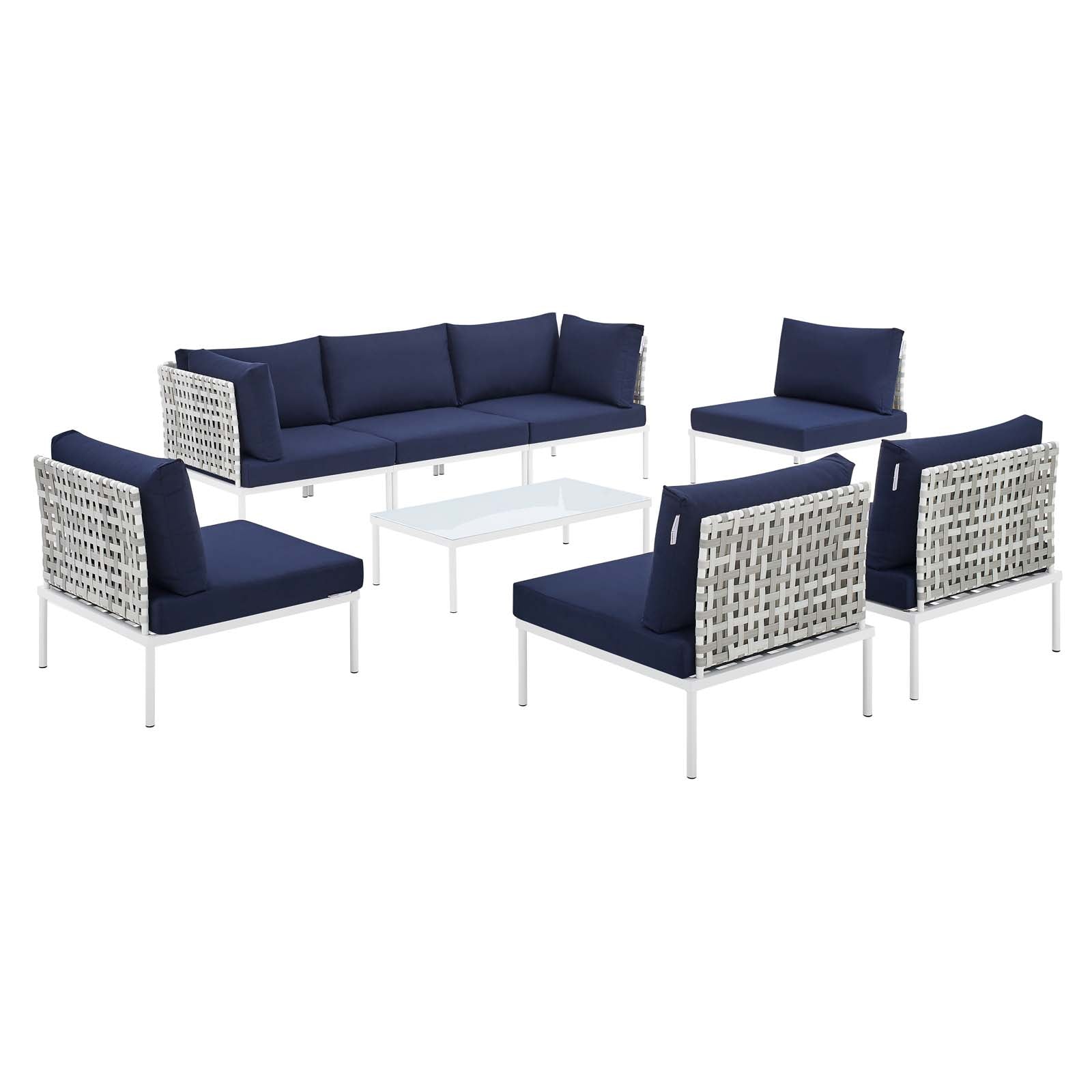 Modway Harmony 8-Piece  Sunbrella® Basket Weave Outdoor Patio Aluminum Sectional Sofa Set | Outdoor Sofas, Loveseats & Sectionals | 
