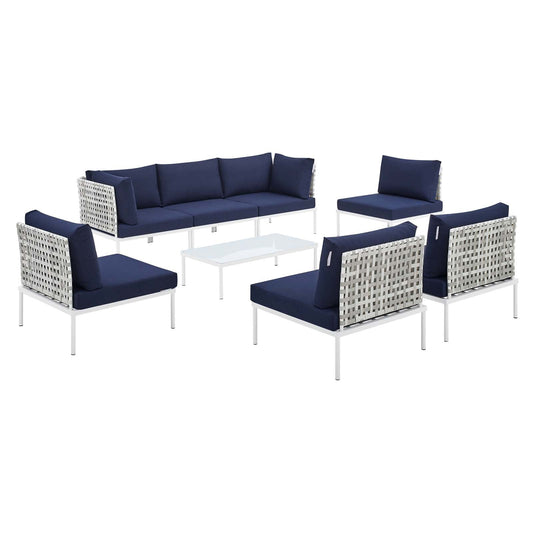 Modway Harmony 8-Piece  Sunbrella® Basket Weave Outdoor Patio Aluminum Sectional Sofa Set | Outdoor Sofas, Loveseats & Sectionals | 