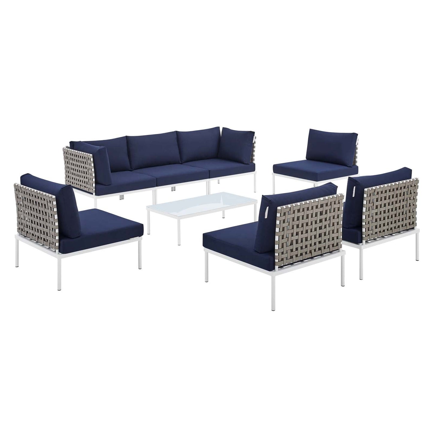 Harmony 8-Piece  Sunbrella® Basket Weave Outdoor Patio Aluminum Sectional Sofa Set By Modway - EEI-4939 | Outdoor Sofas, Loveseats & Sectionals - 2