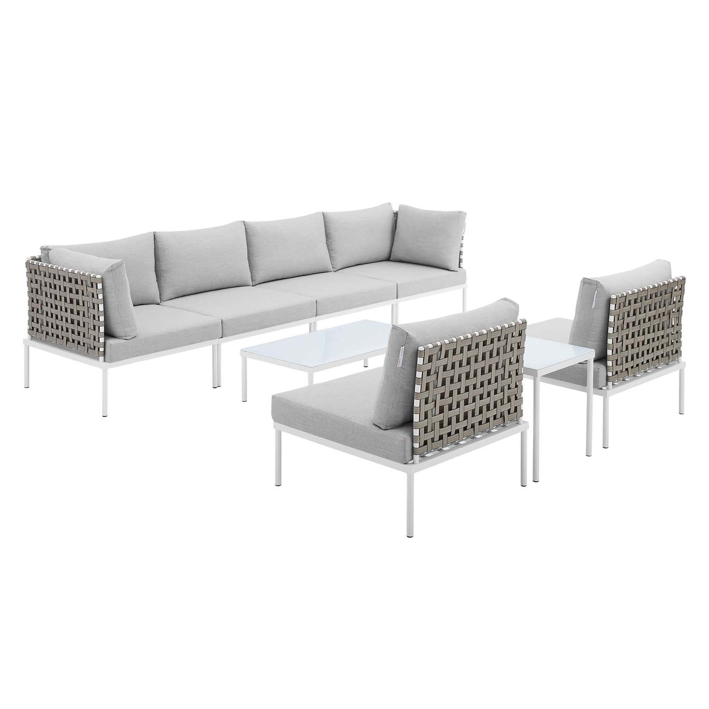 Modway Harmony 8-Piece  Sunbrella® Basket Weave Outdoor Patio Aluminum Sectional Sofa Set | Outdoor Sofas, Loveseats & Sectionals