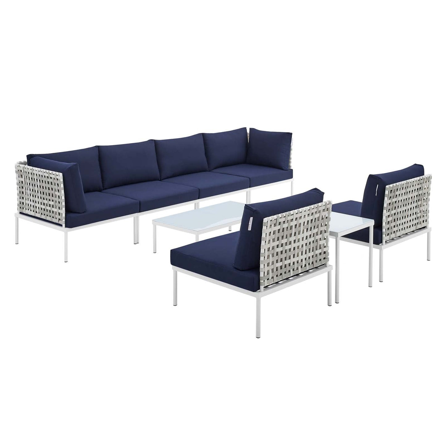 Modway Harmony 8-Piece  Sunbrella® Basket Weave Outdoor Patio Aluminum Sectional Sofa Set | Outdoor Sofas, Loveseats & Sectionals | 
