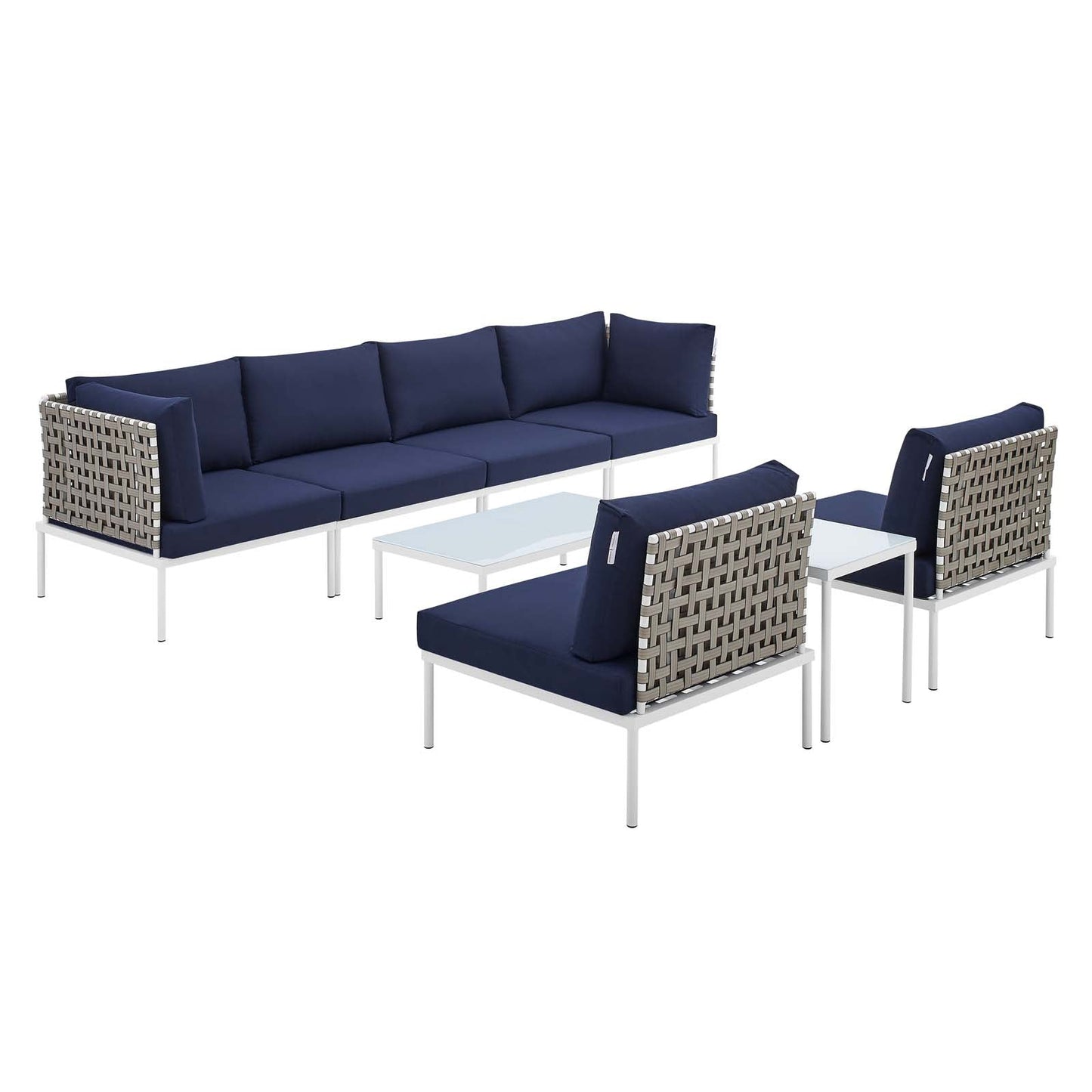 Harmony 8-Piece  Sunbrella® Basket Weave Outdoor Patio Aluminum Sectional Sofa Set By Modway - EEI-4943 | Outdoor Sofas, Loveseats & Sectionals - 2