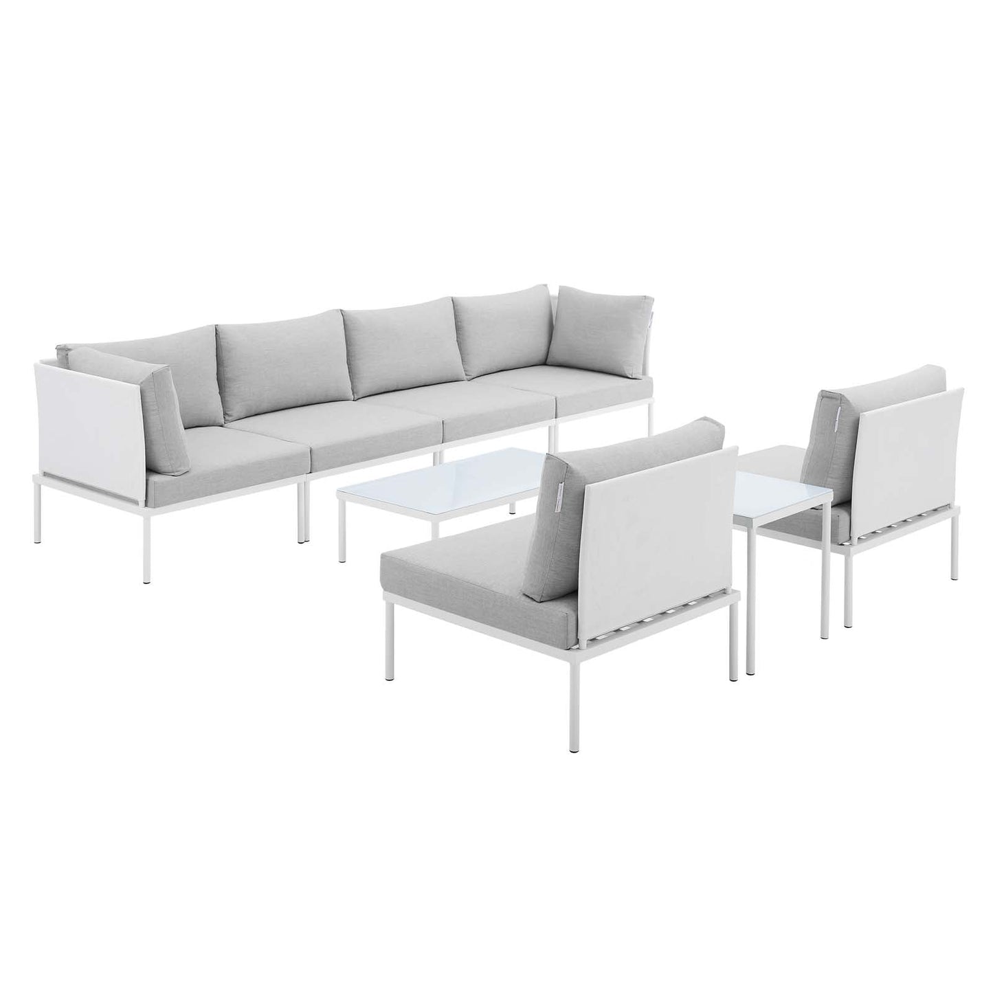 Modway Harmony 8-Piece  Sunbrella® Outdoor Patio Aluminum Sectional Sofa Set | Outdoor Sofas, Loveseats & Sectionals