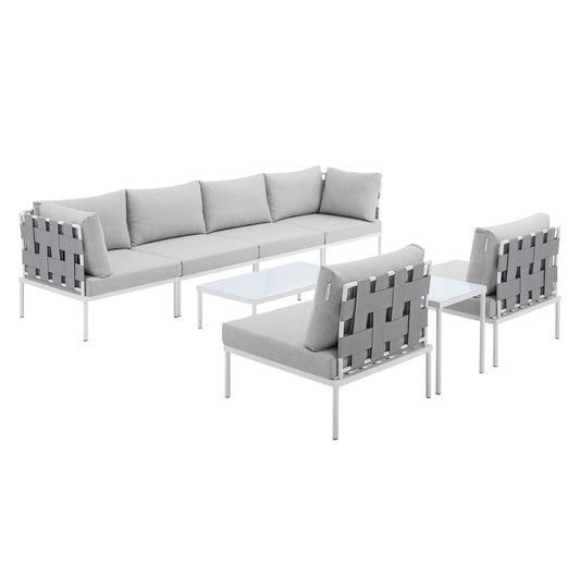 Harmony 8-Piece  Sunbrella® Outdoor Patio Aluminum Sectional Sofa Set By Modway - EEI-4945 | Outdoor Sofas, Loveseats & Sectionals