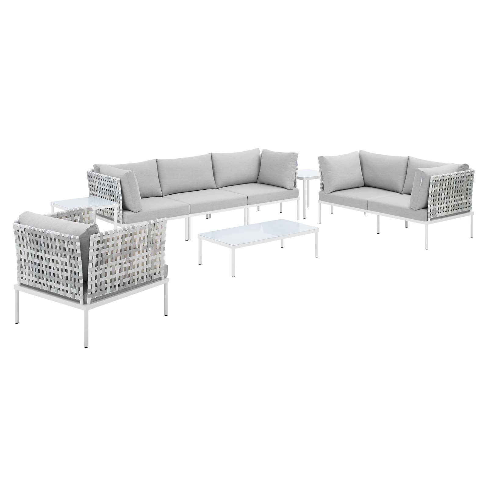 Modway Harmony 8-Piece  Sunbrella® Basket Weave Outdoor Patio Aluminum Seating Set | Outdoor Sofas, Loveseats & Sectionals