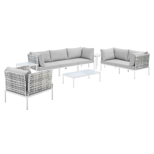 Modway Harmony 8-Piece  Sunbrella® Basket Weave Outdoor Patio Aluminum Seating Set | Outdoor Sofas, Loveseats & Sectionals
