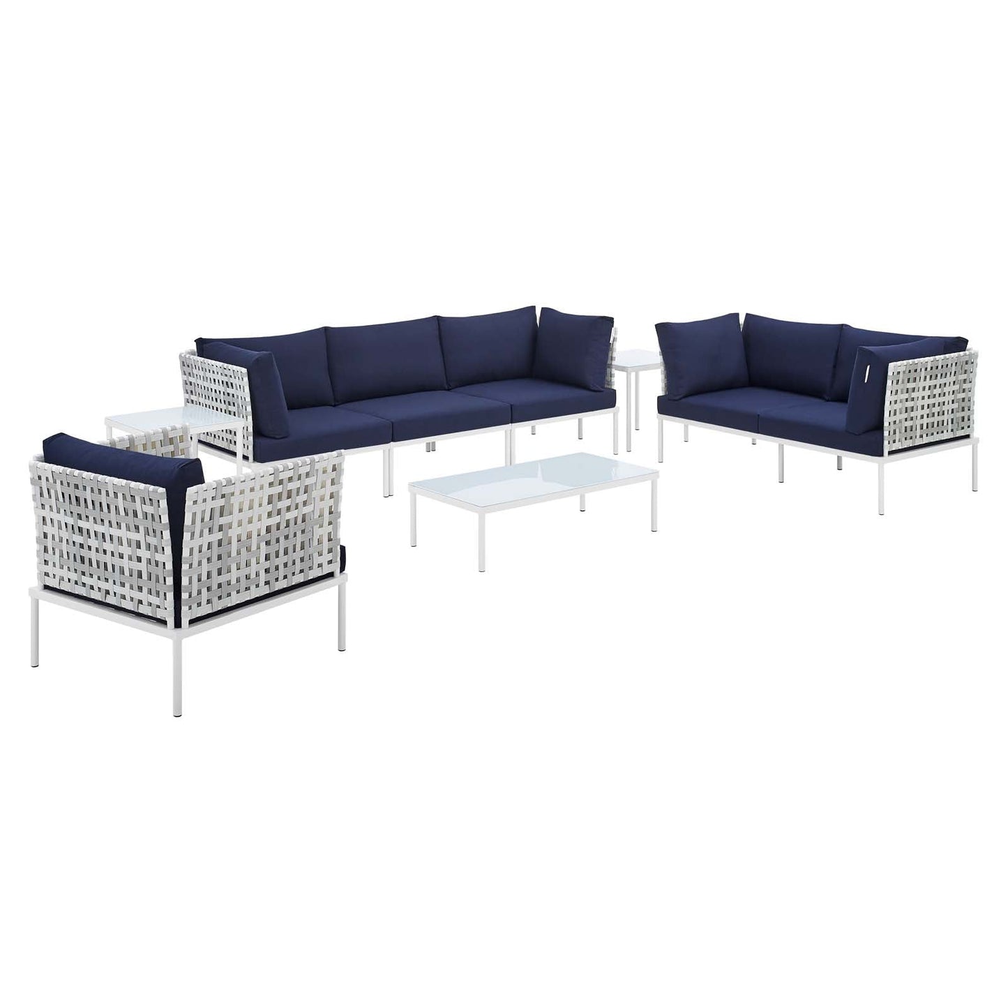 Modway Harmony 8-Piece  Sunbrella® Basket Weave Outdoor Patio Aluminum Seating Set | Outdoor Sofas, Loveseats & Sectionals | 