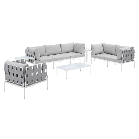 Harmony 8-Piece  Sunbrella® Outdoor Patio Aluminum Seating Set By Modway - EEI-4949 | Outdoor Sofas, Loveseats & Sectionals
