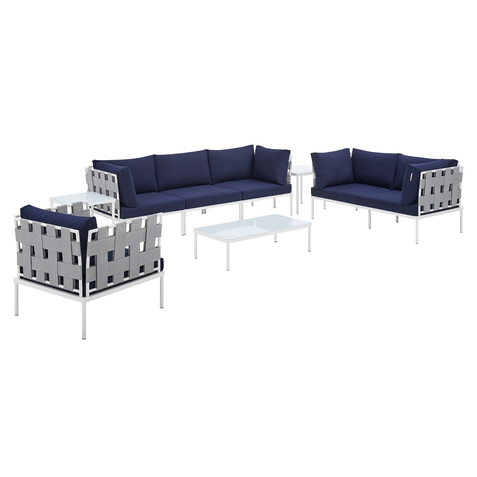 Harmony 8-Piece  Sunbrella® Outdoor Patio Aluminum Seating Set By Modway - EEI-4949 | Outdoor Sofas, Loveseats & Sectionals - 2