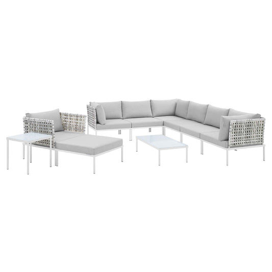 Modway Harmony 10-Piece  Sunbrella® Basket Weave Outdoor Patio Aluminum Sectional Sofa Set | Outdoor Sofas, Loveseats & Sectionals