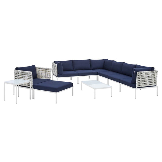 Modway Harmony 10-Piece  Sunbrella® Basket Weave Outdoor Patio Aluminum Sectional Sofa Set | Outdoor Sofas, Loveseats & Sectionals | 
