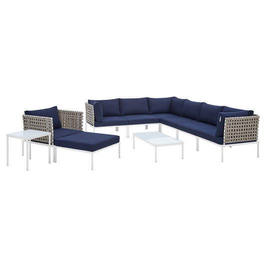 Harmony 10-Piece  Sunbrella® Basket Weave Outdoor Patio Aluminum Sectional Sofa Set By Modway - EEI-4951 | Outdoor Sofas, Loveseats & Sectionals - 2