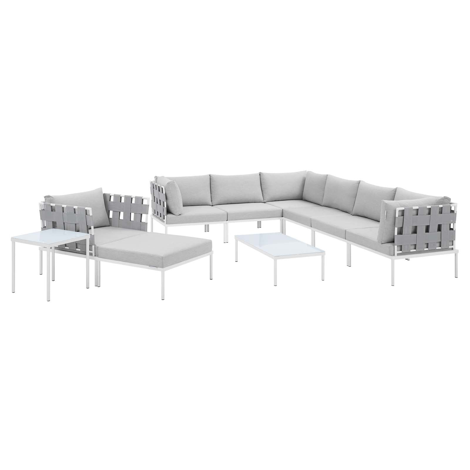 Harmony 10-Piece  Sunbrella® Outdoor Patio Aluminum Sectional Sofa Set By Modway - EEI-4953 | Outdoor Sofas, Loveseats & Sectionals