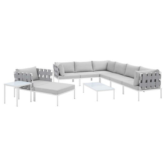 Harmony 10-Piece  Sunbrella® Outdoor Patio Aluminum Sectional Sofa Set By Modway - EEI-4953 | Outdoor Sofas, Loveseats & Sectionals