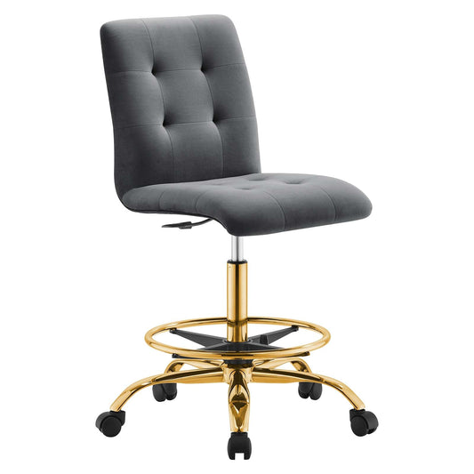 Prim Armless Performance Velvet Drafting Chair By Modway - EEI-4977 | Office Chairs | Modishstore - 3