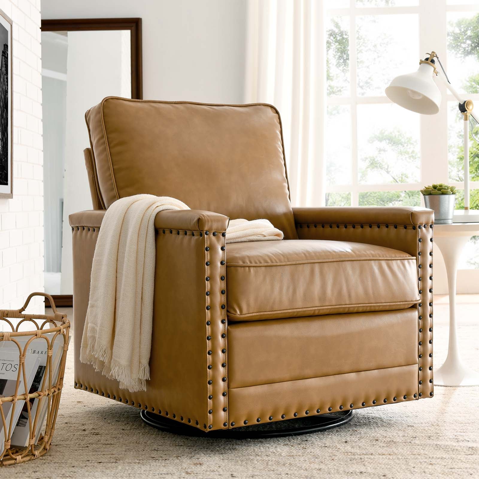 Modway Ashton Vegan Leather Swivel Chair | Lounge Chairs