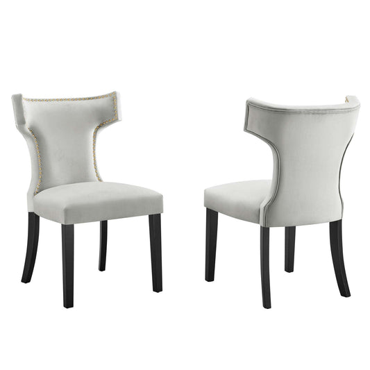 Curve Performance Velvet Dining Chairs - Set of 2 By Modway | Dining Chairs | 