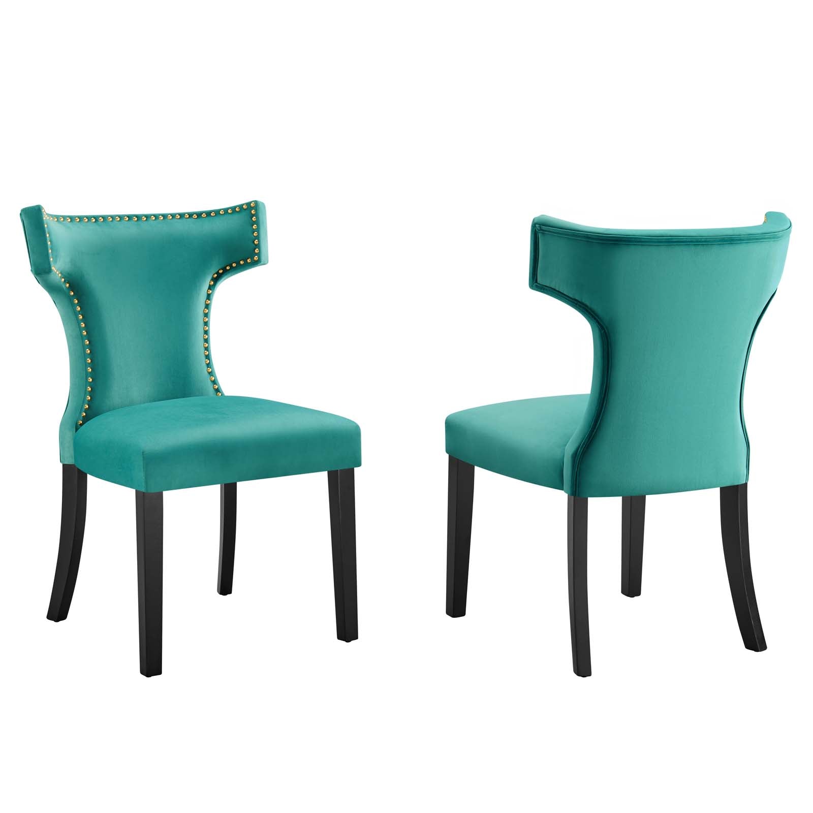 Curve Performance Velvet Dining Chairs - Set of 2 By Modway | Dining Chairs | 