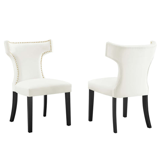 Curve Performance Velvet Dining Chairs - Set of 2 By Modway | Dining Chairs | 