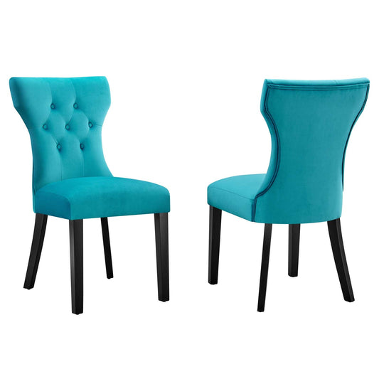 Silhouette Performance Velvet Dining Chairs - Set of 2 By Modway | Dining Chairs | Modishstore-2