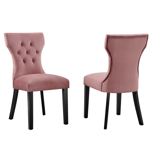 Silhouette Performance Velvet Dining Chairs - Set of 2 By Modway | Dining Chairs | Modishstore-4