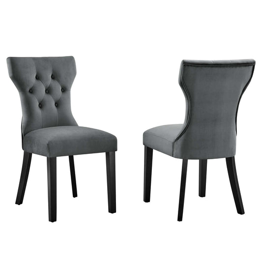Silhouette Performance Velvet Dining Chairs - Set of 2 By Modway | Dining Chairs | Modishstore-6