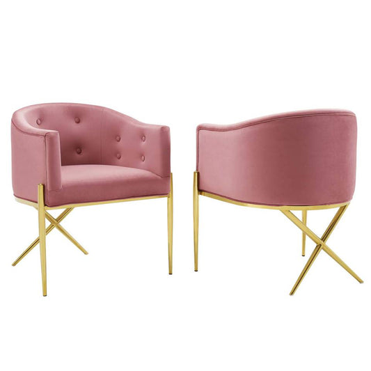 Modway Savour Accent Dining Armchair Performance Velvet Set of 2 - EEI-5042 - Dusty Rose