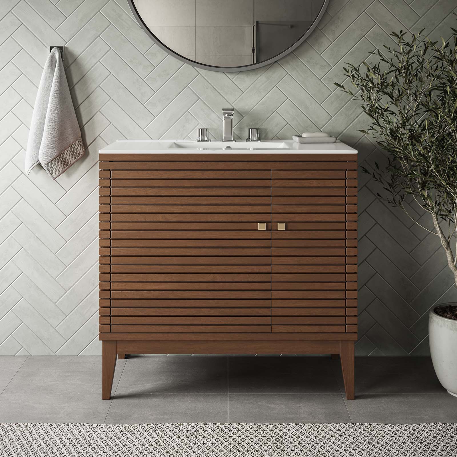 Ledger 36" Wood Bathroom Vanity Cabinet (Sink Basin Not Included) By Modway - EEI-5089 | Bathroom Accessories