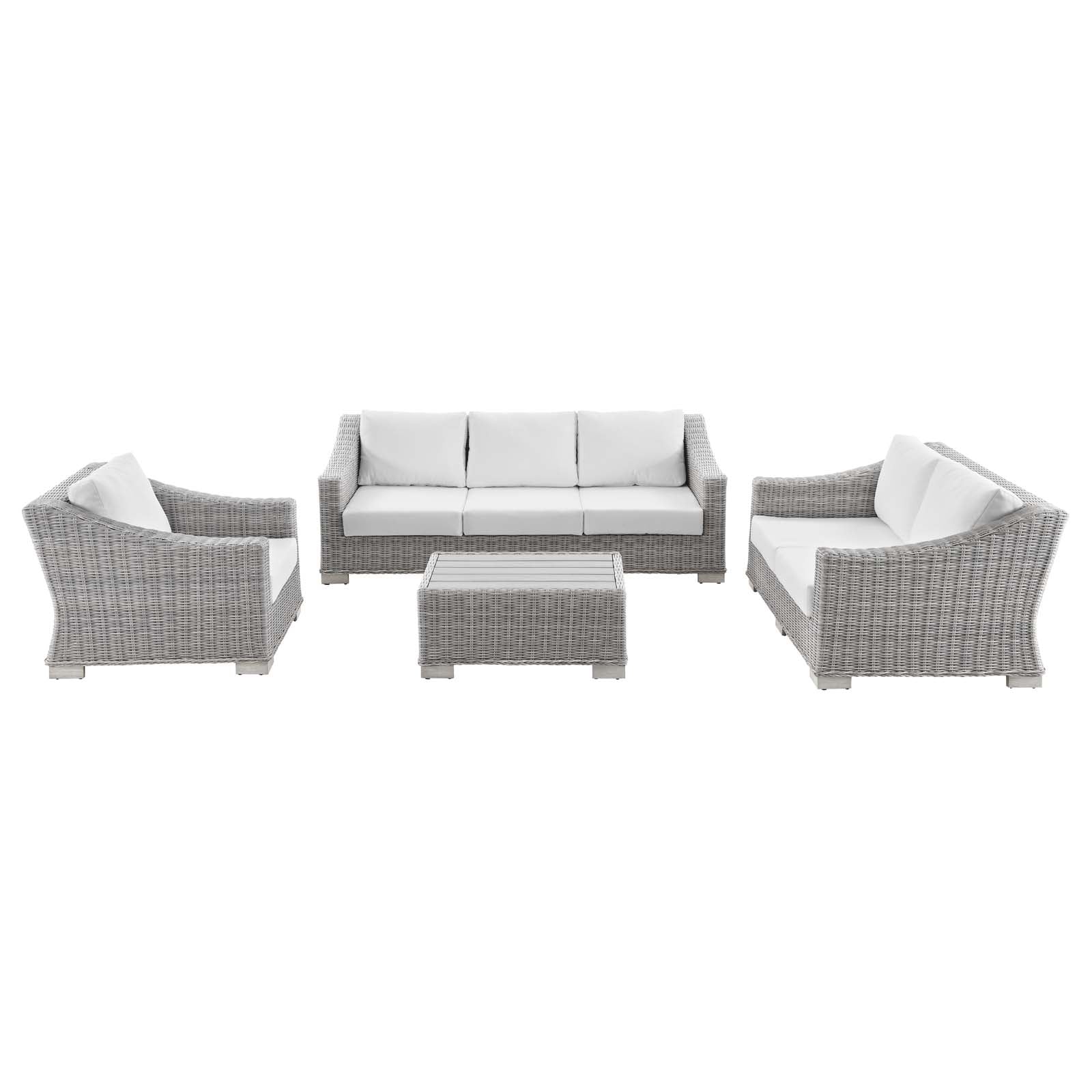 Modway Conway 4-Piece Outdoor Patio Wicker Rattan Furniture Set | Outdoor Sofas, Loveseats & Sectionals | 
