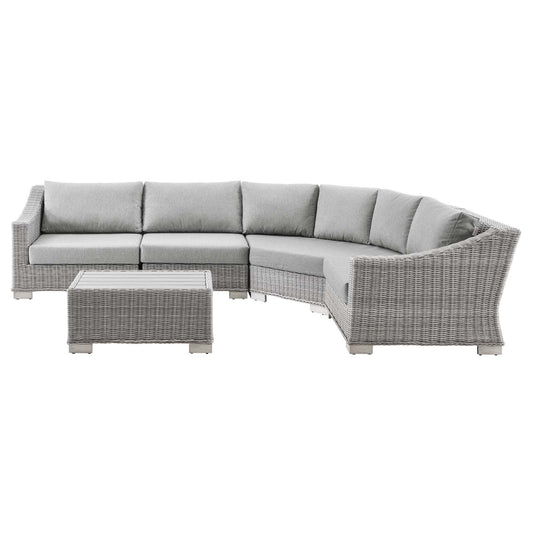 Modway Conway Outdoor Patio Wicker Rattan 5-Piece Sectional Sofa Furniture Set | Outdoor Sofas, Loveseats & Sectionals