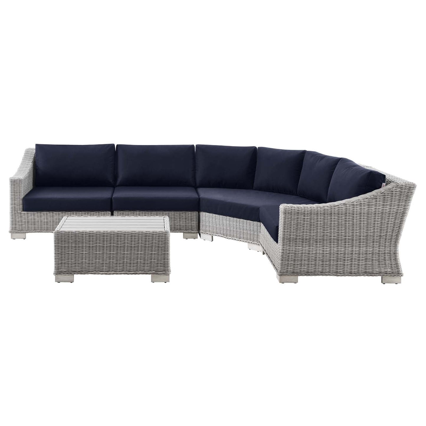 Modway Conway Outdoor Patio Wicker Rattan 5-Piece Sectional Sofa Furniture Set | Outdoor Sofas, Loveseats & Sectionals | 