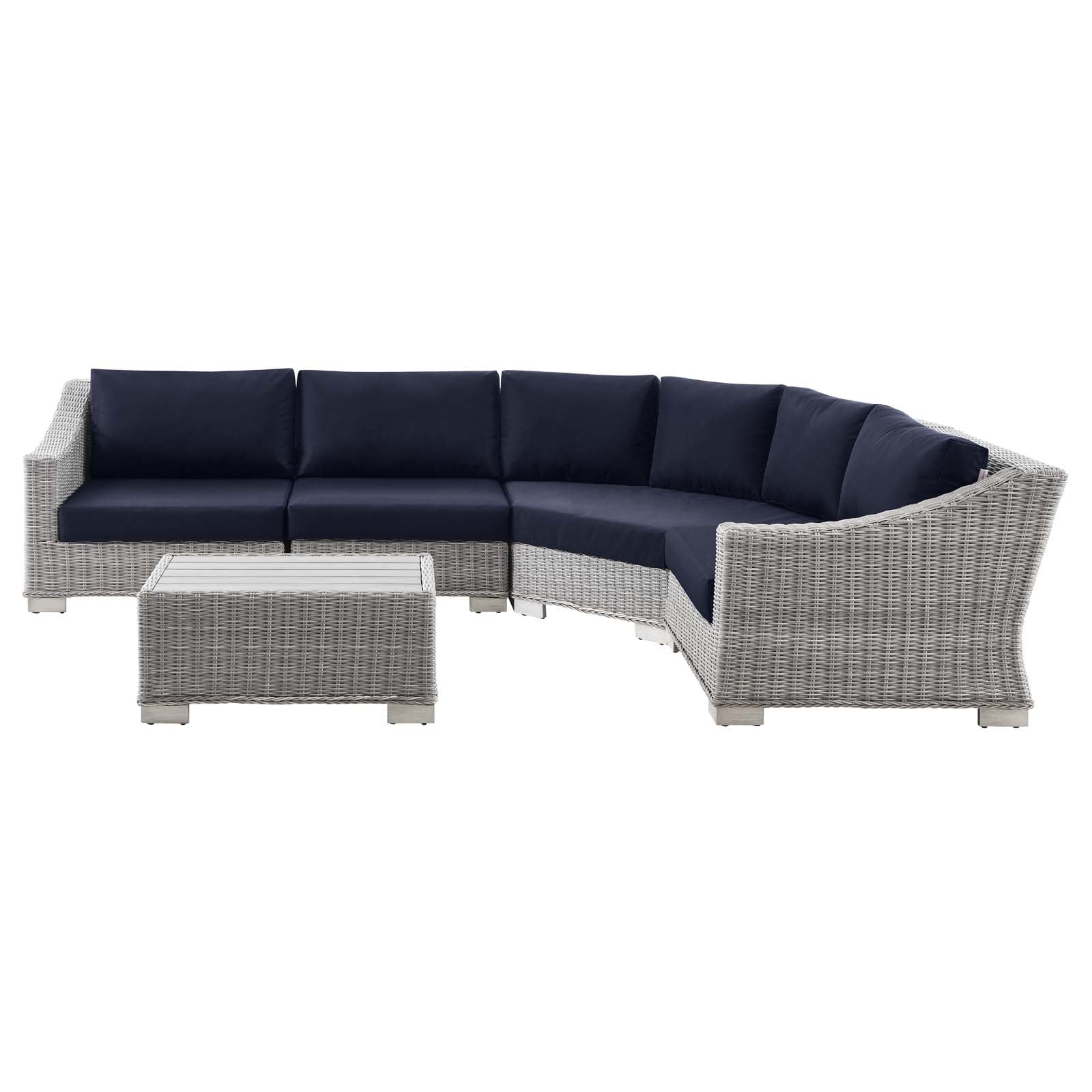 Modway Conway Outdoor Patio Wicker Rattan 5-Piece Sectional Sofa Furniture Set | Outdoor Sofas, Loveseats & Sectionals | 