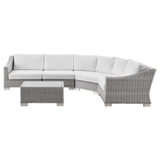 Modway Conway Outdoor Patio Wicker Rattan 5-Piece Sectional Sofa Furniture Set | Outdoor Sofas, Loveseats & Sectionals | 